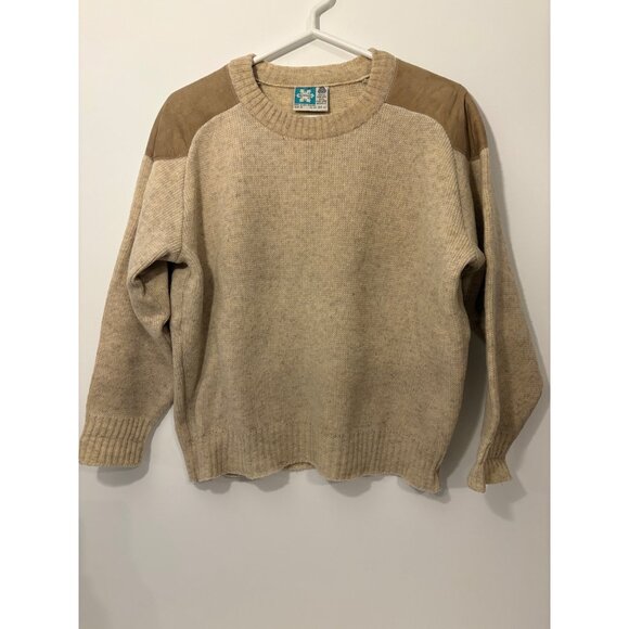 Vintage Norsewear Men’s Wool‎ Sweater New Zealand W Suede Shoulder Patches - Picture 1 of 11